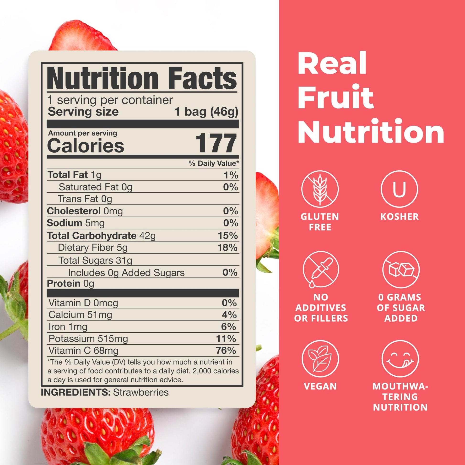 Balance of Nature Freeze-Dried Strawberries (5 Pack) – 100% Real Fruit, Crunchy Strawberry Slices, Healthy Snack, Mouthwatering Nutrition, Gluten-Free, Vegan, No Sugar Added, Five 1.6 oz Bags - dailyvitalstore