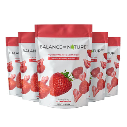 Balance of Nature Freeze-Dried Strawberries (5 Pack) – 100% Real Fruit, Crunchy Strawberry Slices, Healthy Snack, Mouthwatering Nutrition, Gluten-Free, Vegan, No Sugar Added, Five 1.6 oz Bags - dailyvitalstore