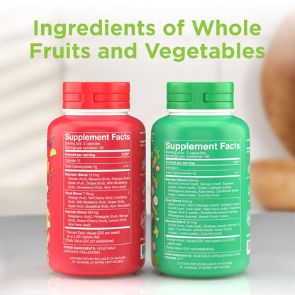 Balance of Nature Fruits & Veggies Supplements - Whole Fruit and Vegetable Ingredients for Women, Men, and Kids - 90 Fruits Capsules - dailyvitalstore