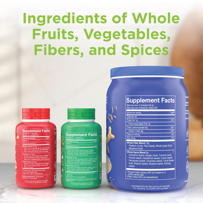Balance of Nature Whole Health System - Whole Food Fruits & Veggies and Fiber & Spice Supplements - 30 Servings Each - dailyvitalstore