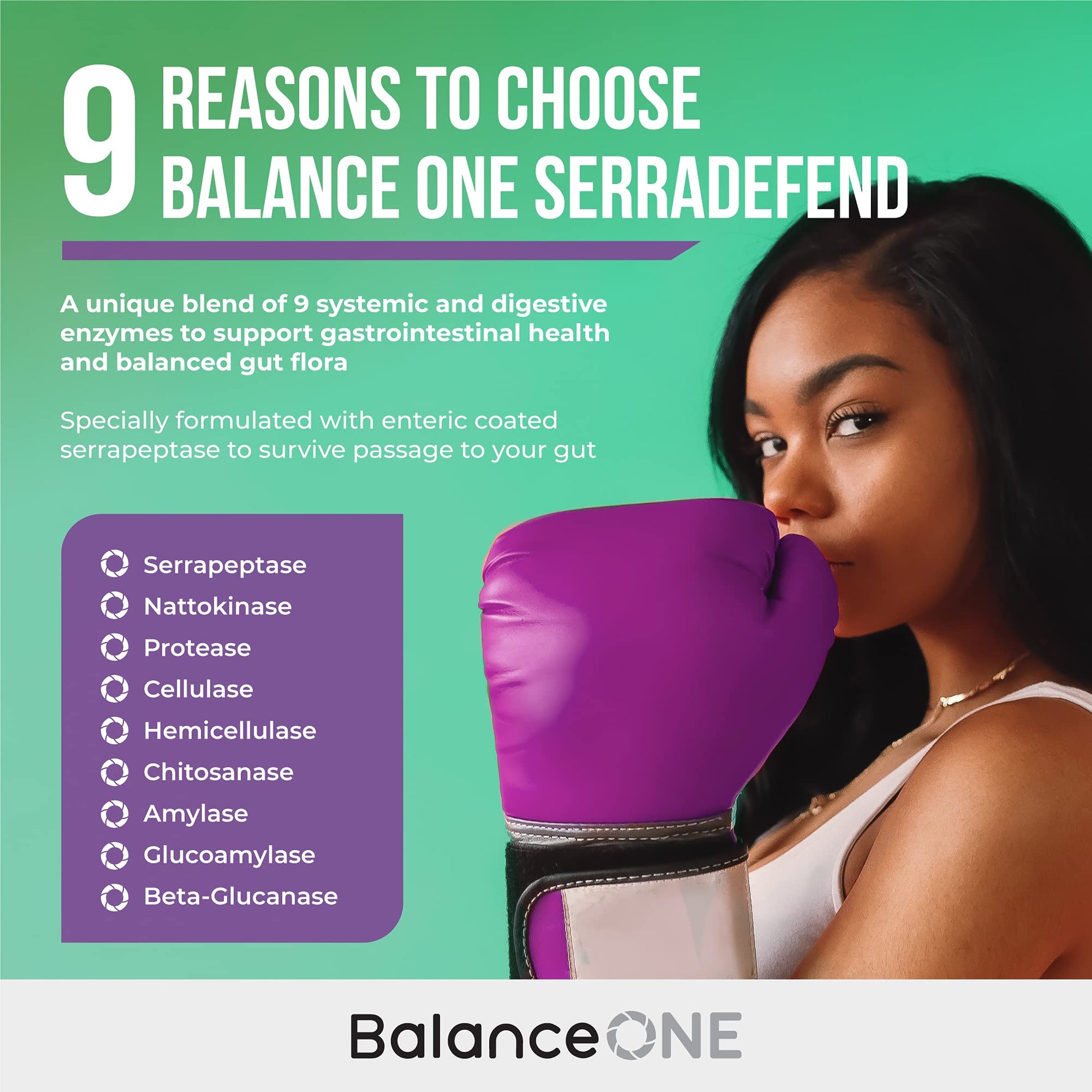 Balance ONE Biofilm Disruptor – Proteolytic Enzymes & Defense Supplement with Serrapeptase & Nattokinase – Systemic & Digestive Support – 60 Capsules, 2 Month Supply – for Women & Men – SerraDefend - dailyvitalstore