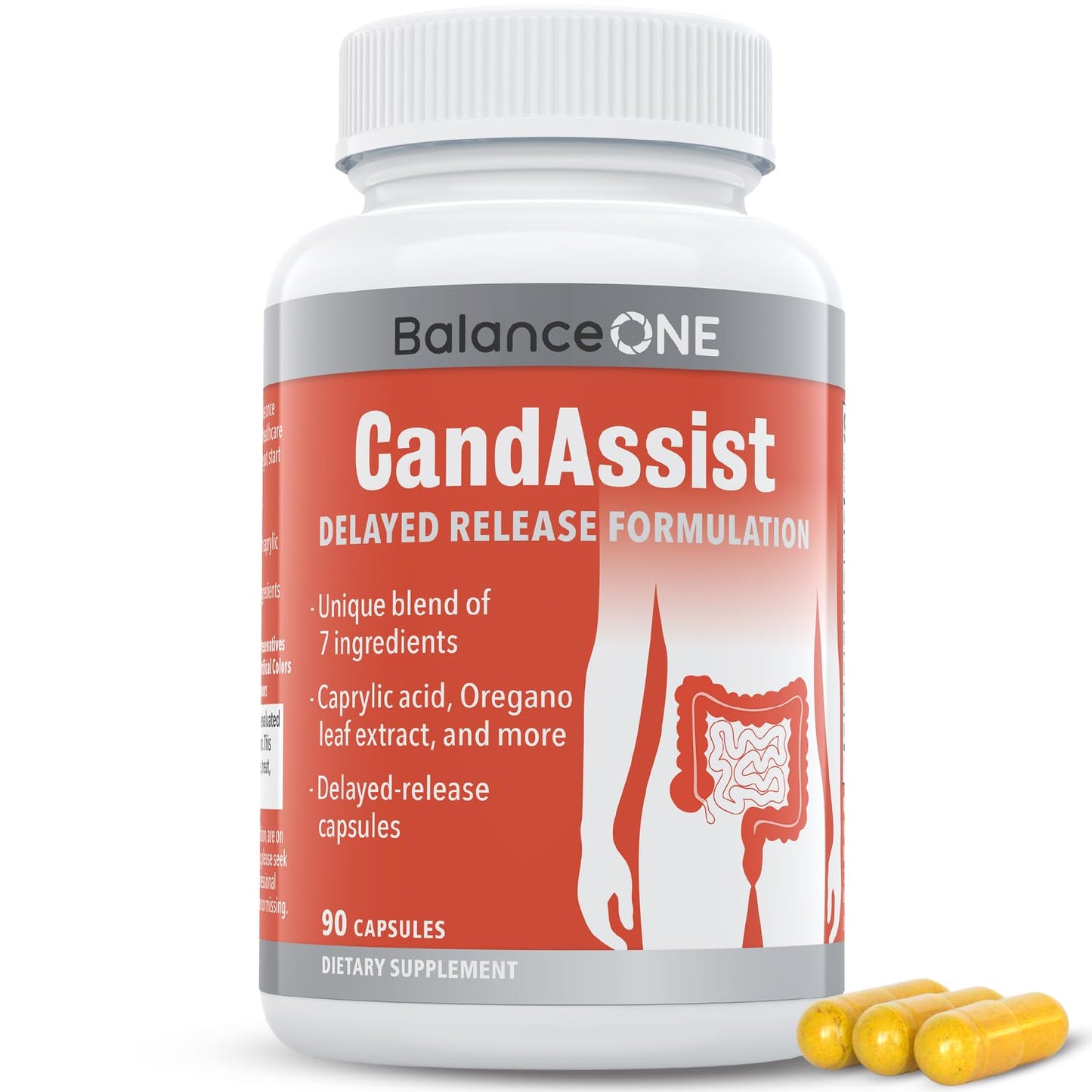 Balance ONE Candida Cleanse & Yeast Support Complex – Caprylic Acid, Undecylenic Acid, Berberine & Oregano Leaf – Gut Flora Balance for Women & Men - dailyvitalstore