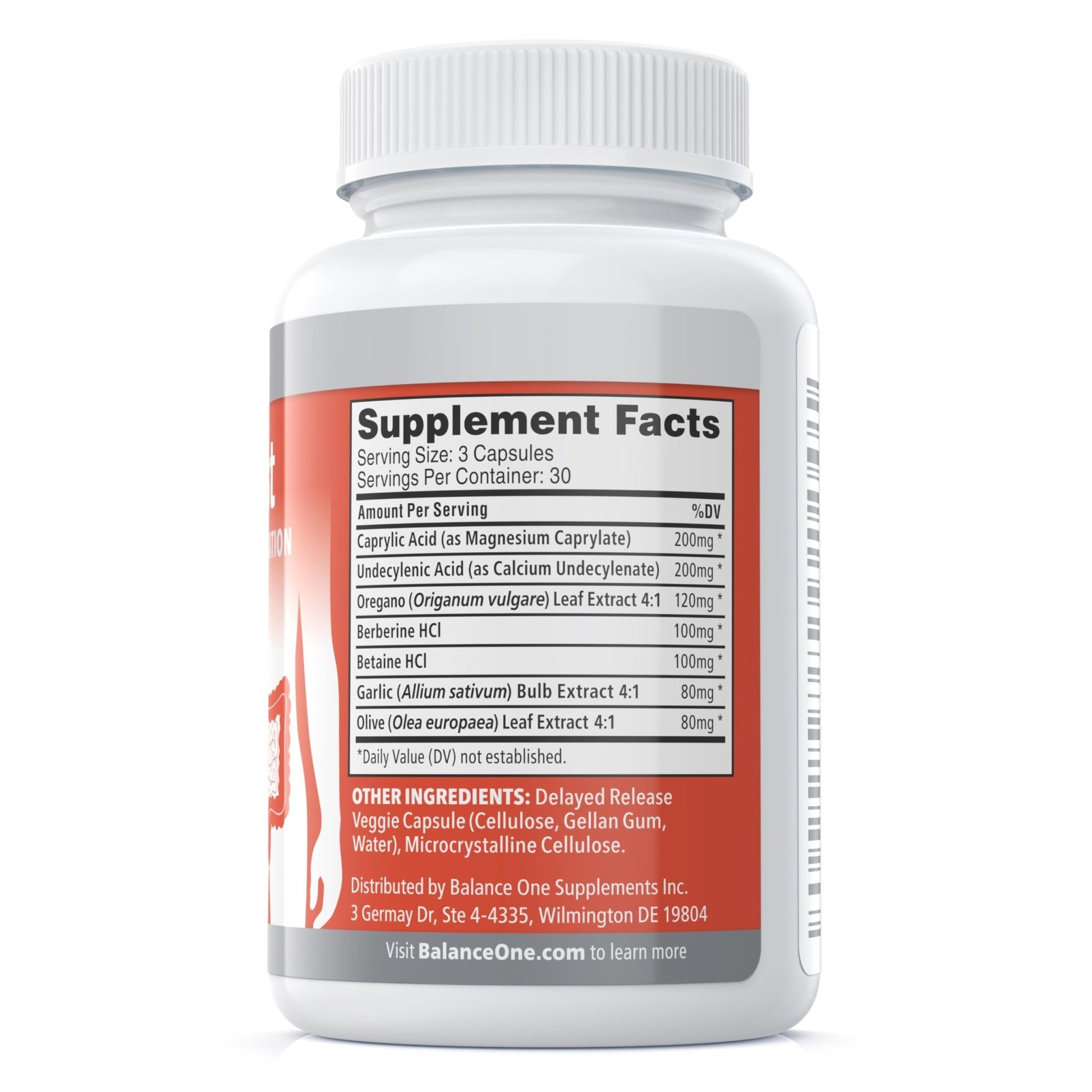 Balance ONE Candida Cleanse & Yeast Support Complex – Caprylic Acid, Undecylenic Acid, Berberine & Oregano Leaf – Gut Flora Balance for Women & Men - dailyvitalstore