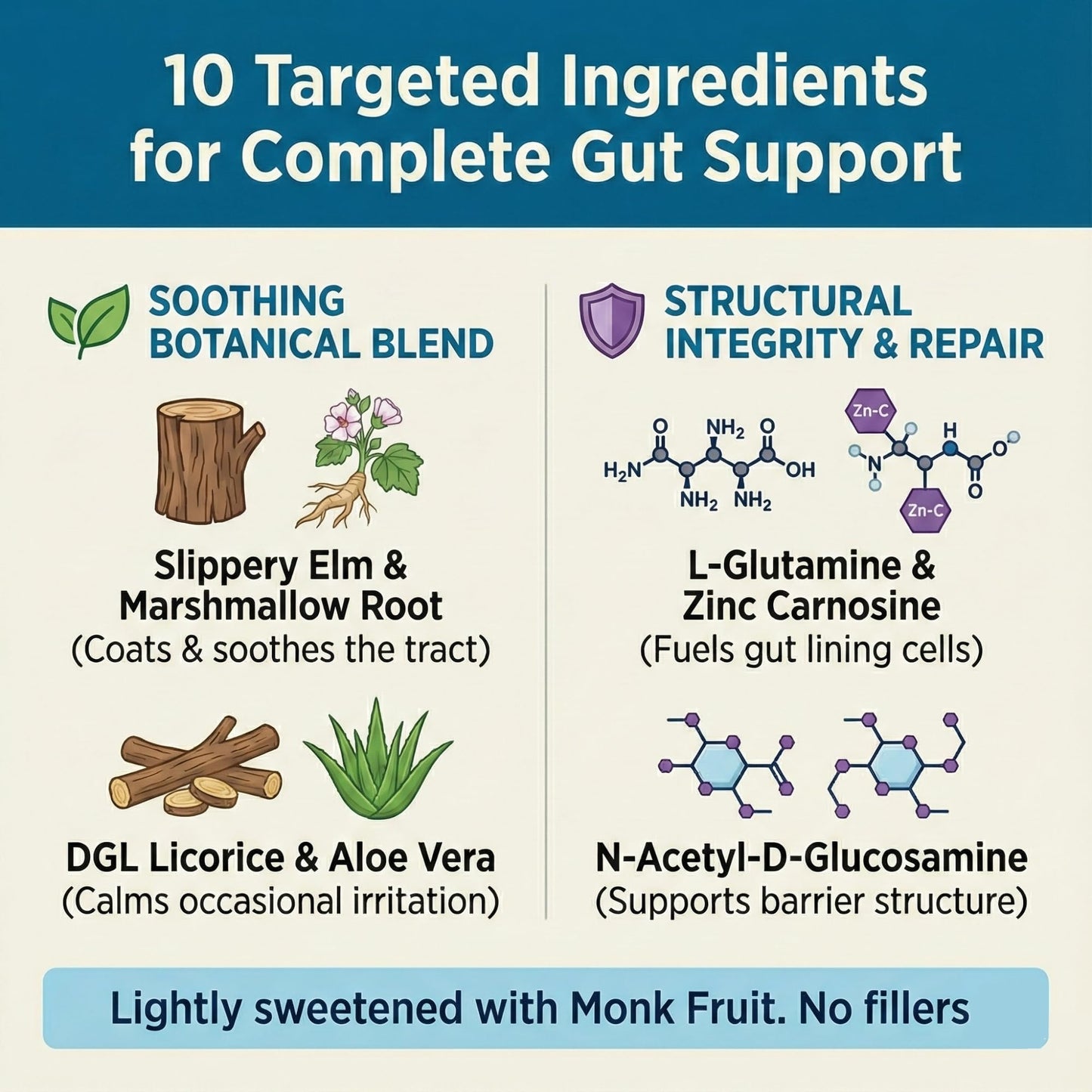 Balance ONE L-Glutamine Powder & Zinc Carnosine Supplement – Leaky Gut Repair Formula with Slippery Elm, DGL Licorice, Marshmallow & Aloe Vera - dailyvitalstore
