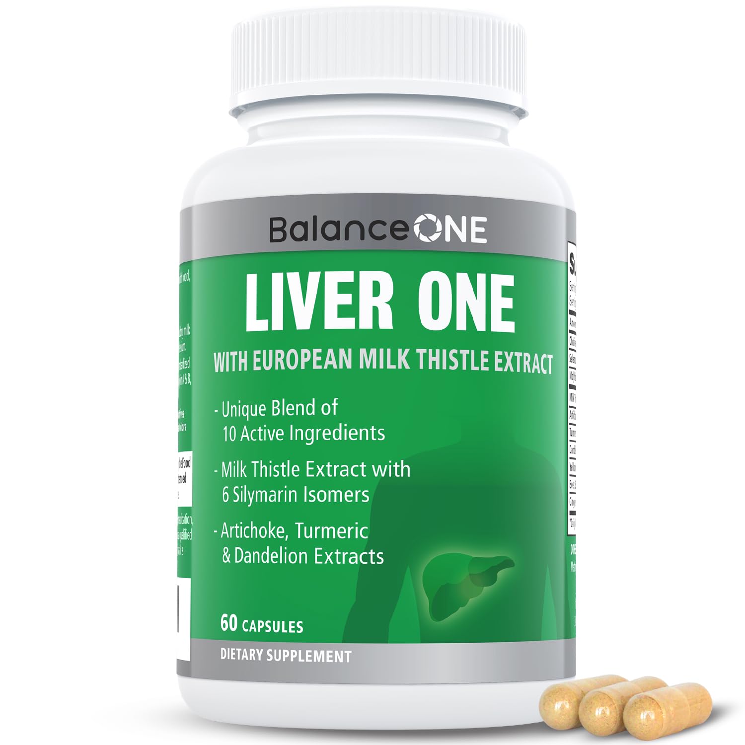 Balance ONE Liver Support Supplement with Milk Thistle, Molybdenum, Dandelion Root & Choline – Liver Health, Detox Pathway & Antioxidant Support – Vegan Capsules, 1 Month Supply – Liver One - dailyvitalstore
