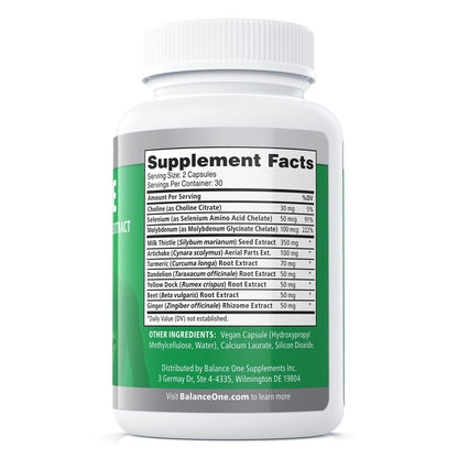 Balance ONE Liver Support Supplement with Milk Thistle, Molybdenum, Dandelion Root & Choline – Liver Health, Detox Pathway & Antioxidant Support – Vegan Capsules, 1 Month Supply – Liver One - dailyvitalstore