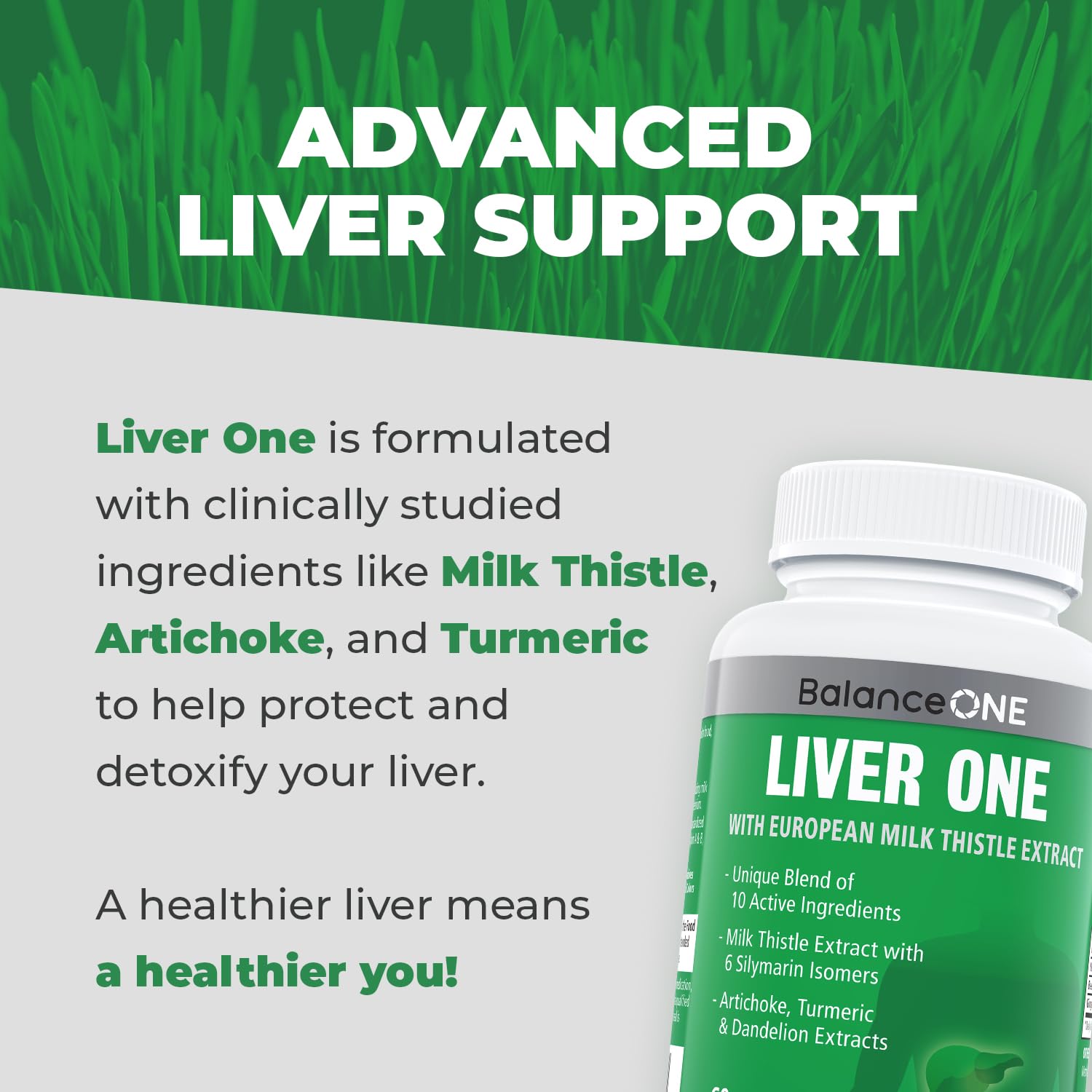 Balance ONE Liver Support Supplement with Milk Thistle, Molybdenum, Dandelion Root & Choline – Liver Health, Detox Pathway & Antioxidant Support – Vegan Capsules, 1 Month Supply – Liver One - dailyvitalstore