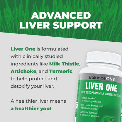 Balance ONE Liver Support Supplement with Milk Thistle, Molybdenum, Dandelion Root & Choline – Liver Health, Detox Pathway & Antioxidant Support – Vegan Capsules, 1 Month Supply – Liver One - dailyvitalstore