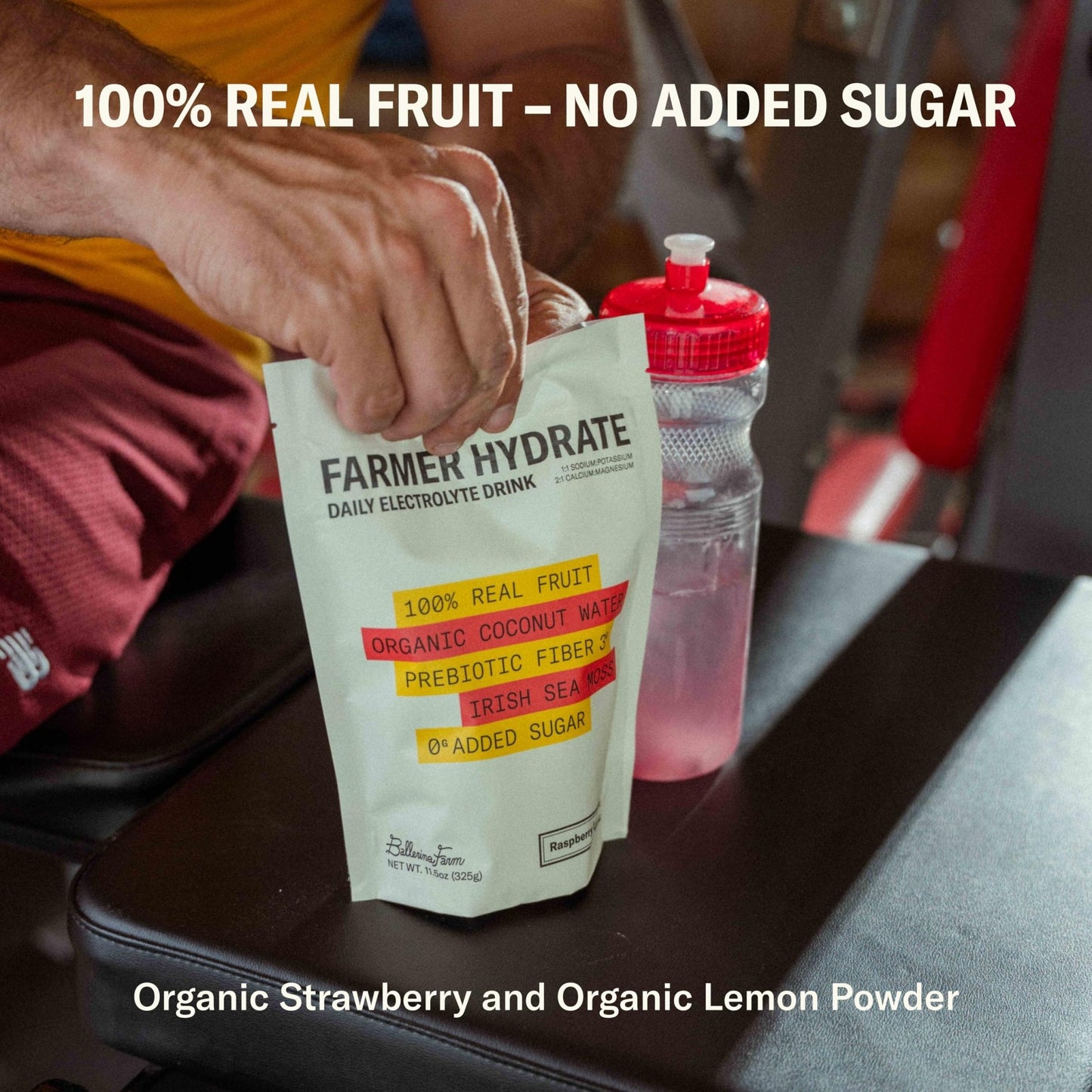 Ballerina Farm Farmer Hydrate, Daily Electrolytes Powder, Raspberry Lemonade, Hydration Drink Mix with Organic Coconut Water, Irish Sea Moss, Sea Salt, Prebiotic Fiber, No Added Sugar, 25 Servings - dailyvitalstore