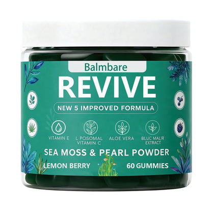 Balmbare Revive Gummies for Hair Loss, with Organic Irish Sea Moss Pearl Powder, Vitamins C & E, Aloe Vera - Supports Healthy Hair, Skin & Nails Growth (1pcs) - dailyvitalstore