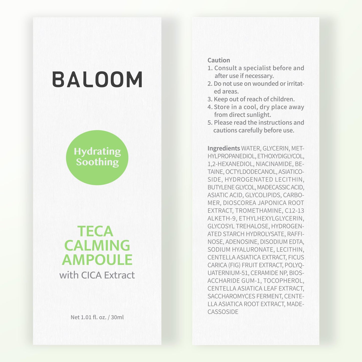 BALOOM Centella Asiatica Calming Ampoule with TECA & Niacinamide - Korean Cica Serum for Sensitive Skin - Soothing Redness Relief, - dailyvitalstore