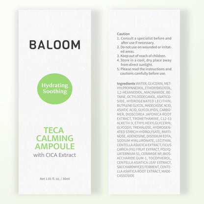 BALOOM Centella Asiatica Calming Ampoule with TECA & Niacinamide - Korean Cica Serum for Sensitive Skin - Soothing Redness Relief, - dailyvitalstore