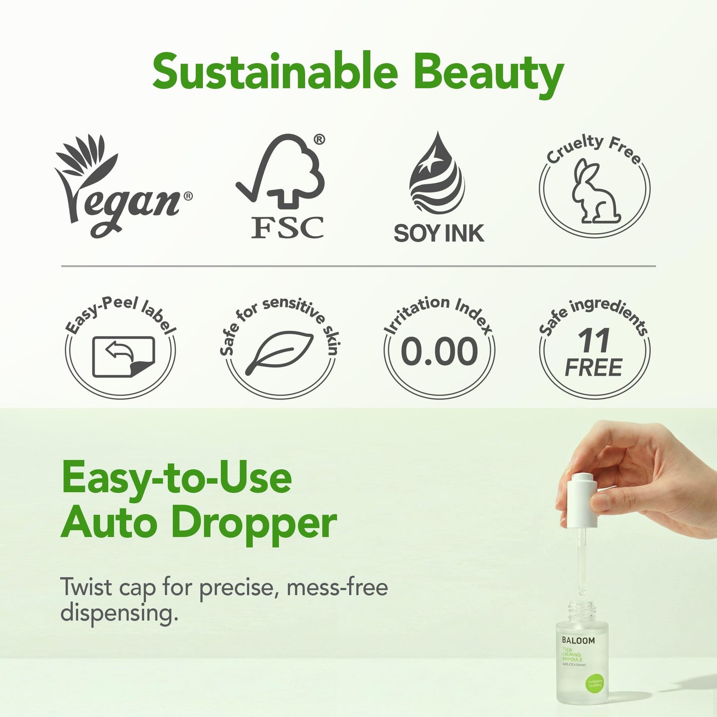 BALOOM Centella Asiatica Calming Ampoule with TECA & Niacinamide - Korean Cica Serum for Sensitive Skin - Soothing Redness Relief, - dailyvitalstore