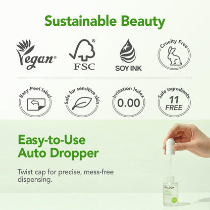 BALOOM Centella Asiatica Calming Ampoule with TECA & Niacinamide - Korean Cica Serum for Sensitive Skin - Soothing Redness Relief, - dailyvitalstore
