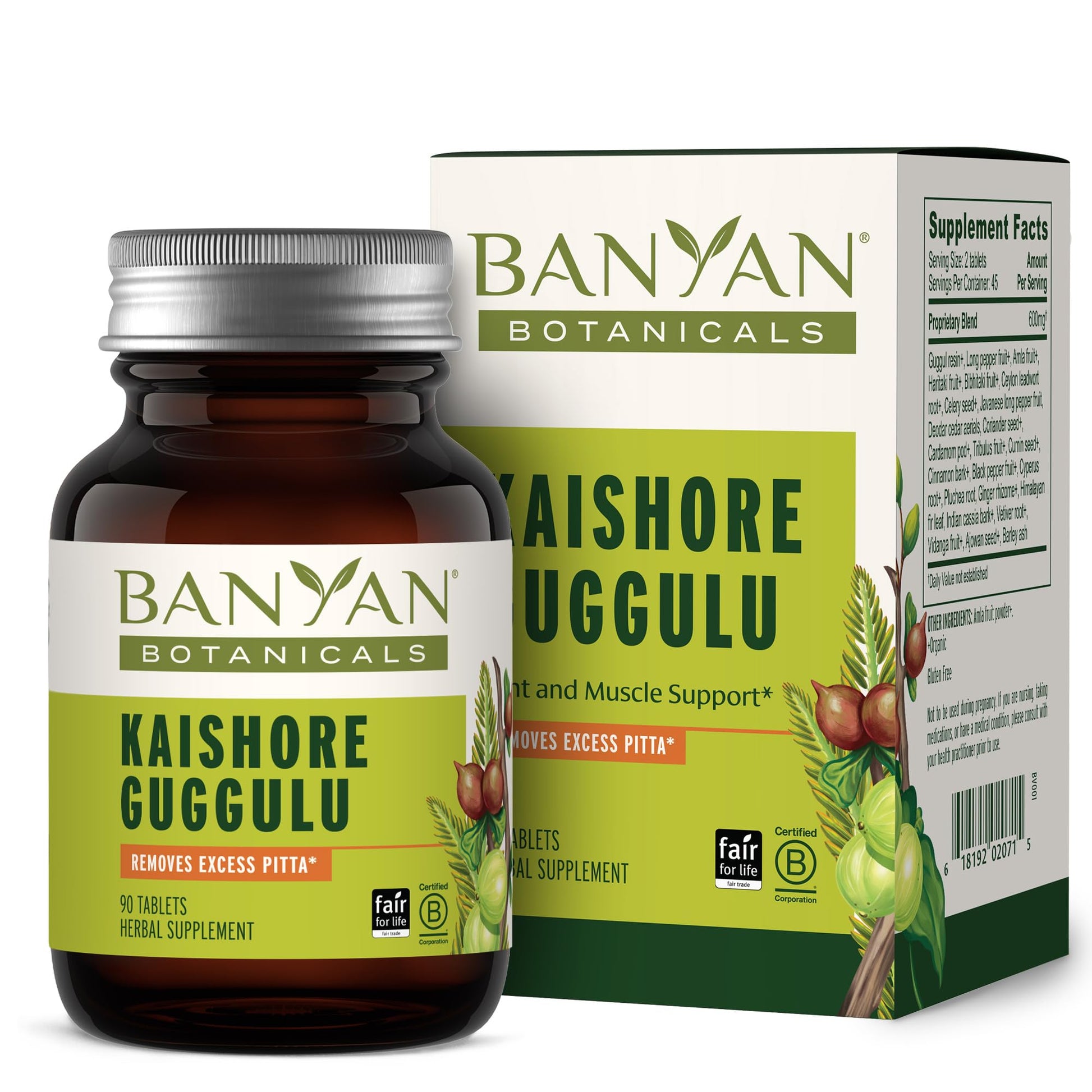 Banyan Botanicals Kaishore Guggulu – Organic Joint Support Supplement – Traditional Blend that Supports Healthy Joints, Muscles, and Connective Tissue* – 90 tablets – Non-GMO Sustainably Sourced Vegan - dailyvitalstore