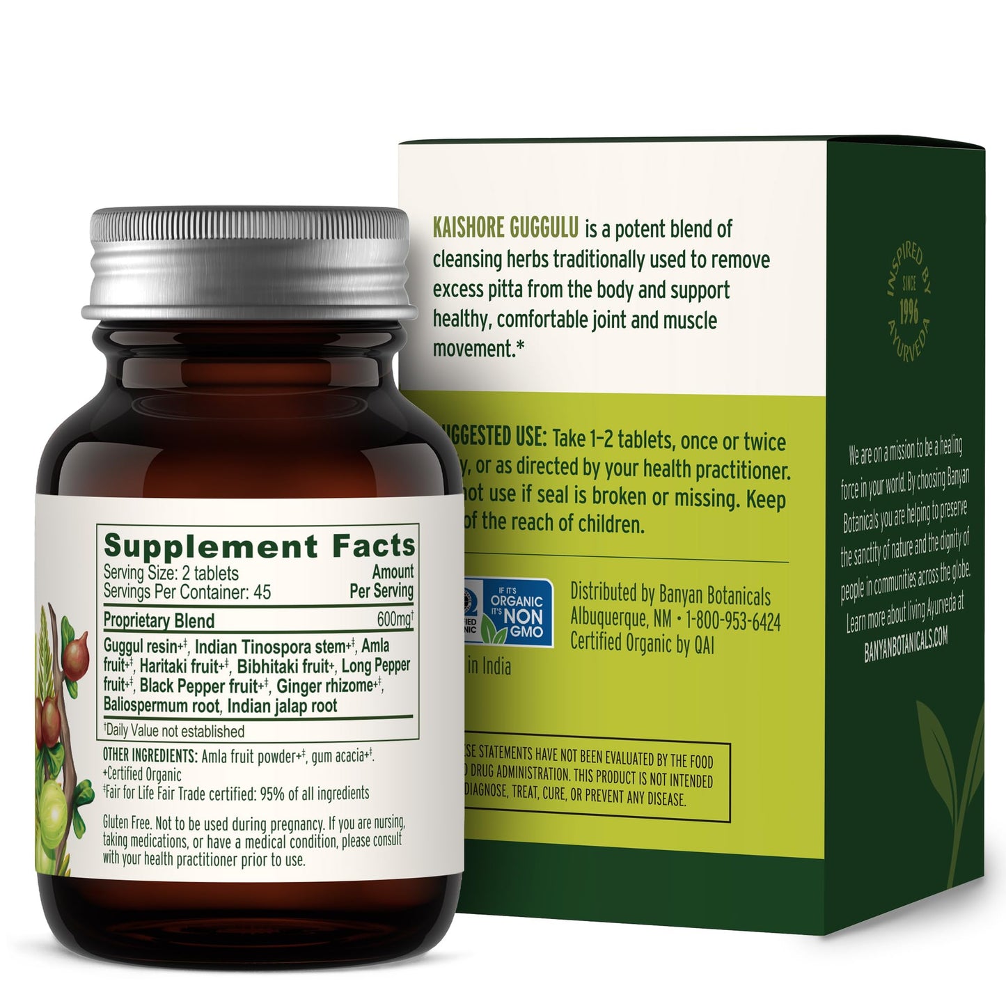 Banyan Botanicals Kaishore Guggulu – Organic Joint Support Supplement – Traditional Blend that Supports Healthy Joints, Muscles, and Connective Tissue* – 90 tablets – Non-GMO Sustainably Sourced Vegan - dailyvitalstore