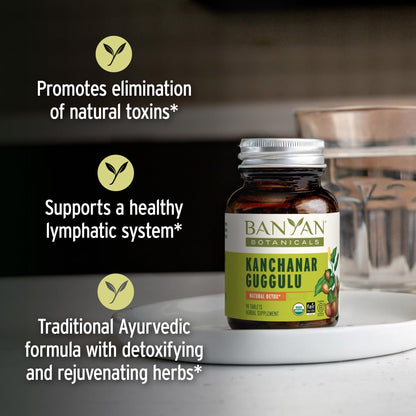 Banyan Botanicals Kanchanar Guggulu Tablets – Organic Lymph Supplement with Guggulu Resin – Promotes the Healthy Elimination of Natural Toxins* – 90 Tablets – Non-GMO Sustainably Sourced Vegan - dailyvitalstore