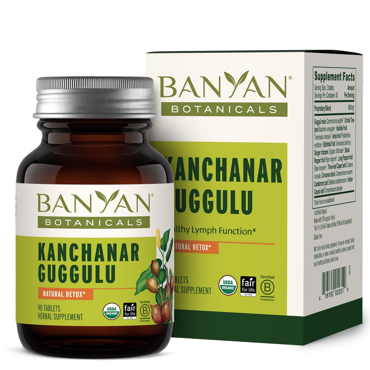 Banyan Botanicals Kanchanar Guggulu Tablets – Organic Lymph Supplement with Guggulu Resin – Promotes the Healthy Elimination of Natural Toxins* – 90 Tablets – Non-GMO Sustainably Sourced Vegan - dailyvitalstore