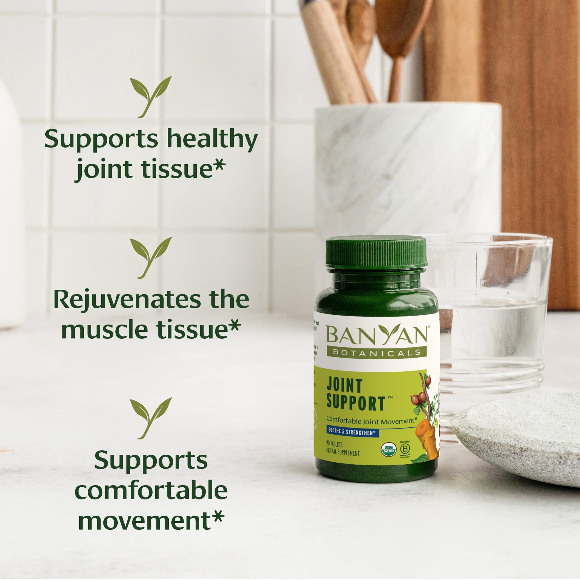 Banyan Botanicals Organic Joint Support–Advanced Mobility & Flexibility Supplement with Boswellia,Guggulu Resin & Turmeric–Natural Lubrication for Cartilage, Bones & Muscles-90 Tablets-USDA Organic - dailyvitalstore