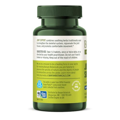 Banyan Botanicals Organic Joint Support–Advanced Mobility & Flexibility Supplement with Boswellia,Guggulu Resin & Turmeric–Natural Lubrication for Cartilage, Bones & Muscles-90 Tablets-USDA Organic - dailyvitalstore