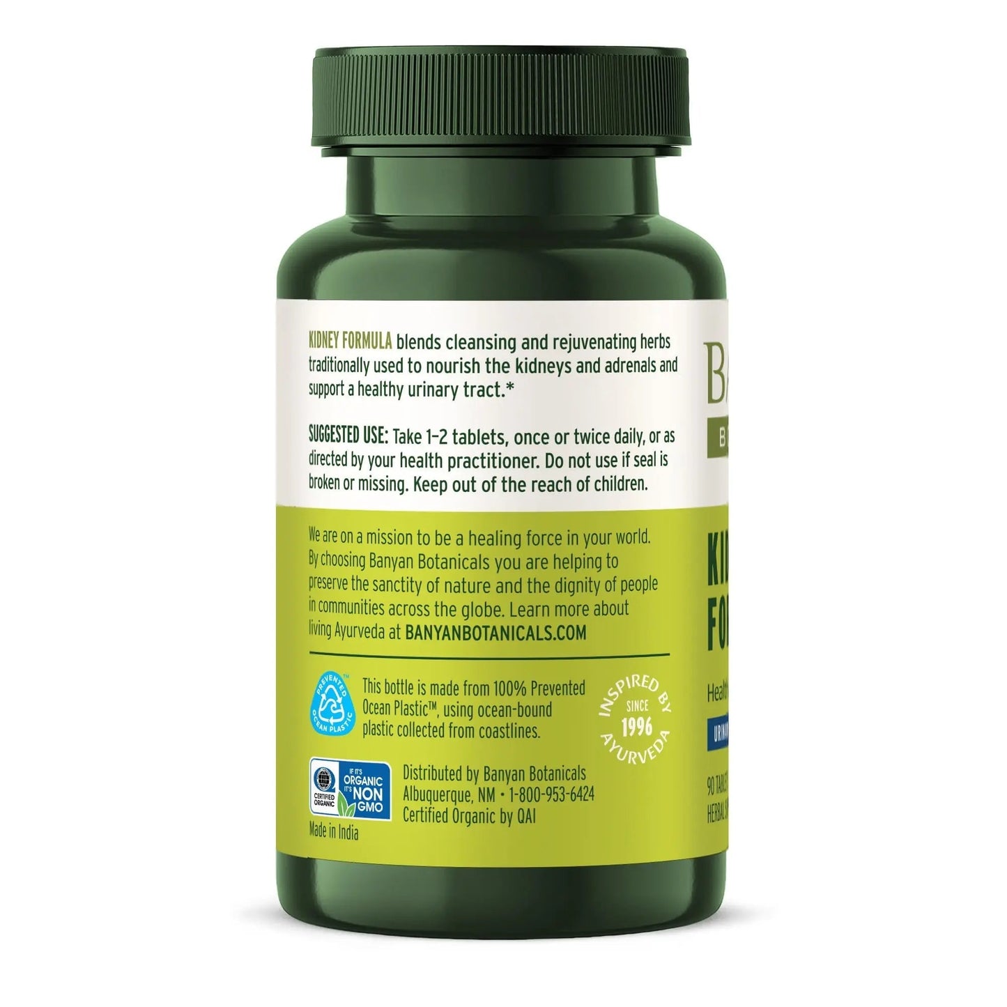 Banyan Botanicals Organic Kidney Formula–Urinary Tract Support & Detox Supplement–Gokshura & Punarnava for Fluid Balance & Systemic Cleansing–Cooling Genitourinary Tonic-90 Tablets-USDA Organic - dailyvitalstore