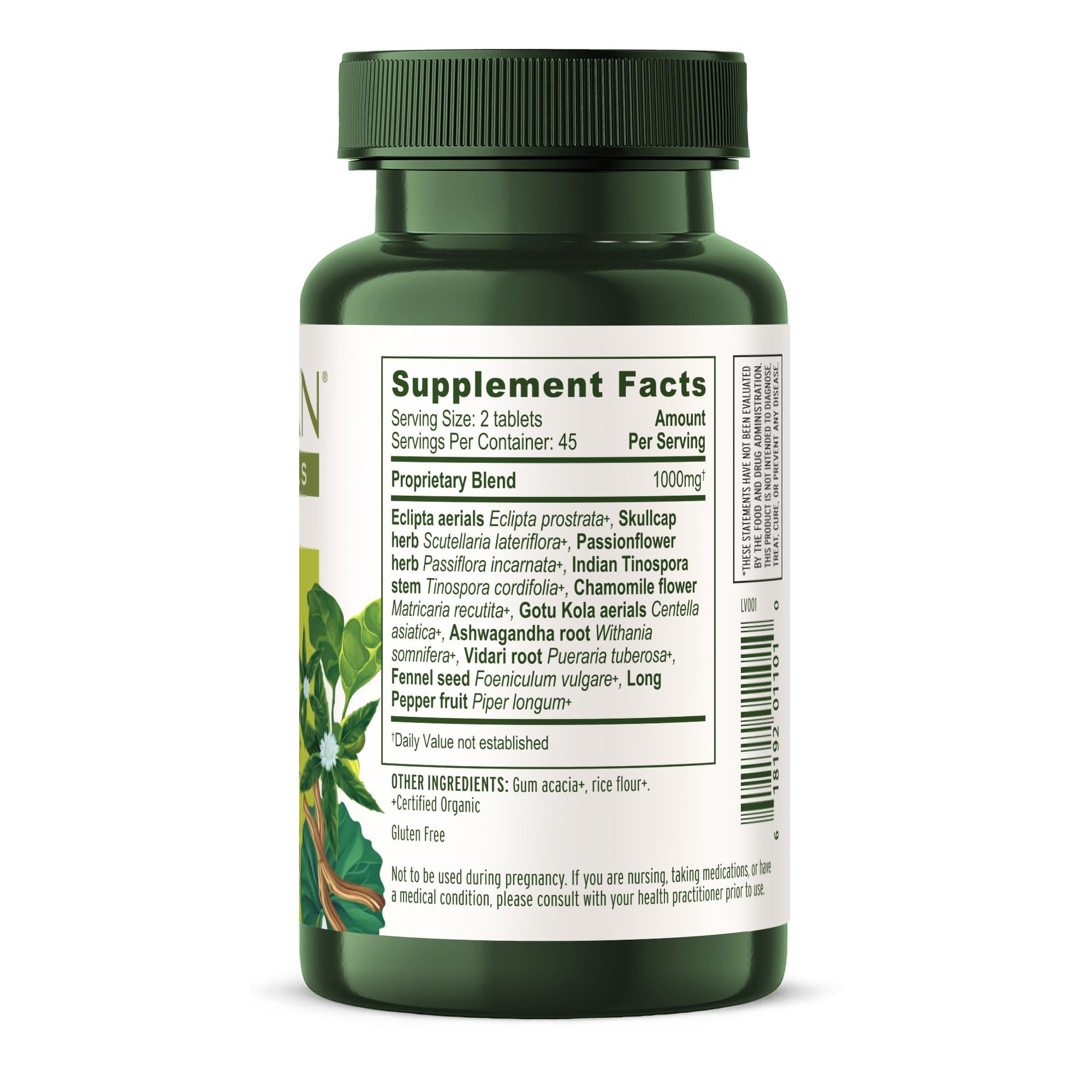 Banyan Botanicals Organic Tranquil Mind – Nervous System Support & Physical Relaxation Supplement – with Skullcap, Passionflower & Gotu Kola – Non-Drowsy Systemic Grounding – 90 Tablets – USDA Organic - dailyvitalstore
