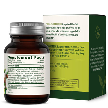 Banyan Botanicals Organic Yogaraj Guggulu – Joint Support & Mobility Supplement – Ayurvedic Herbal Blend for Flexibility, Neuromuscular Comfort – Deep Systemic Detox – 90 Tablets – USDA Organic* - dailyvitalstore