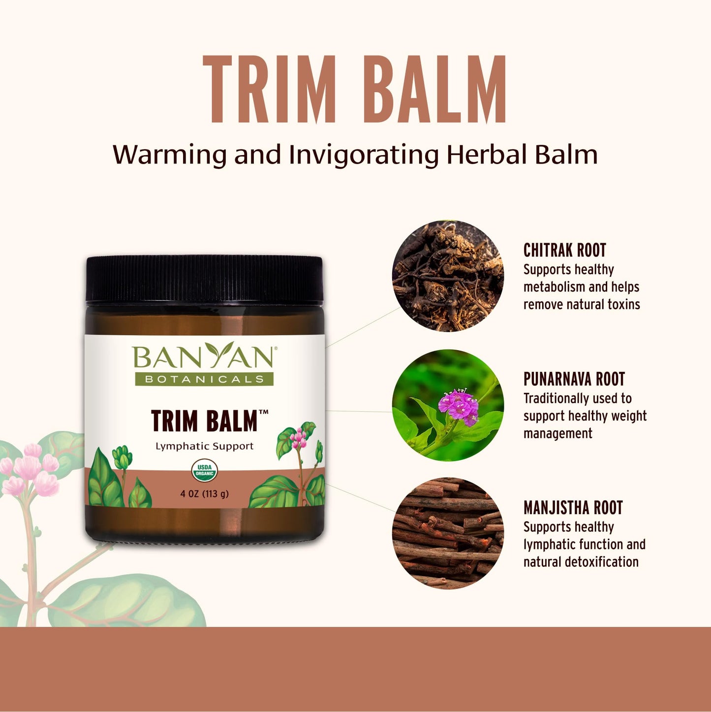Banyan Botanicals Trim Balm - Certified Organic, 4 oz - Chitrak and Guggulu Increases Metabolism - dailyvitalstore