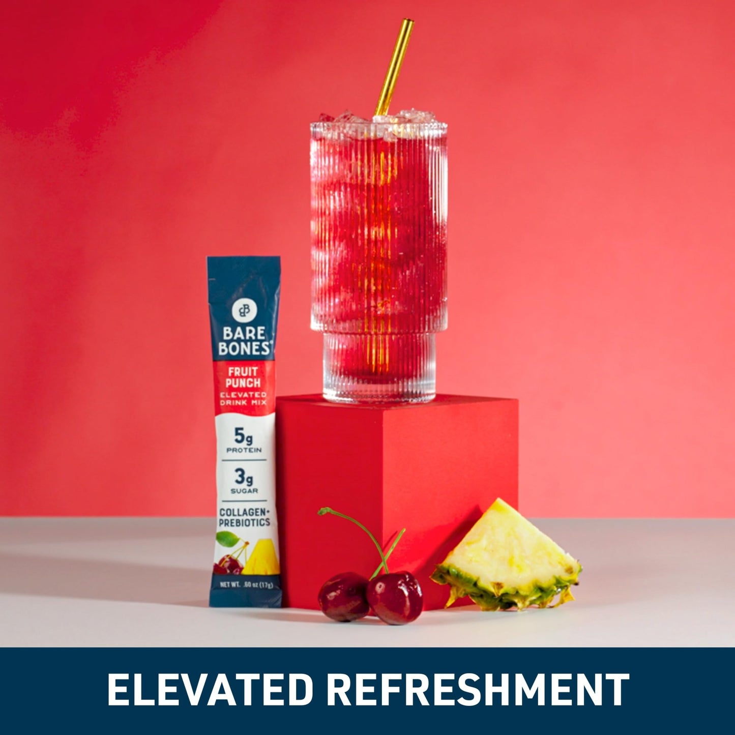 Bare Bones Fruit Punch Fruit Collagen Peptides Powder Drink Mix Packets | 5g Protein | Naturally Sweetened | Light & Flavorful | Gluten-Free On-the-Go Stick - dailyvitalstore