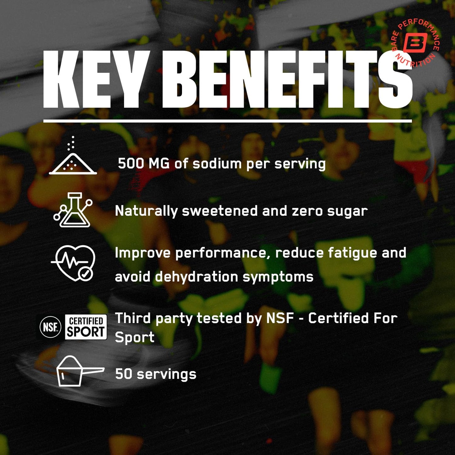 BARE PERFORMANCE NUTRITION BPN Electrolytes Hydration Drink Mix | Sugar Free Electrolyte Powder | 500mg Sodium per Serving | Naturally Sweetened | Strawberry, 50 Servings - dailyvitalstore
