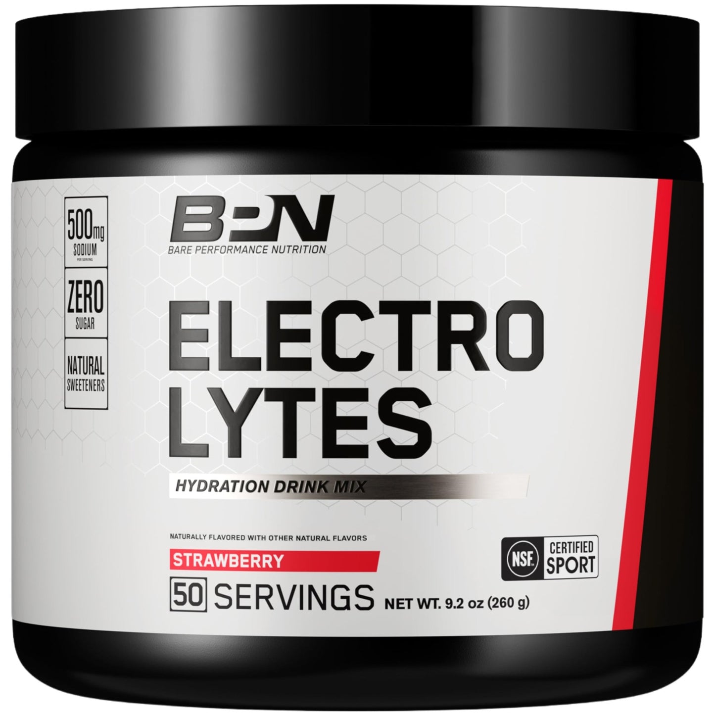 BARE PERFORMANCE NUTRITION BPN Electrolytes Hydration Drink Mix | Sugar Free Electrolyte Powder | 500mg Sodium per Serving | Naturally Sweetened | Strawberry, 50 Servings - dailyvitalstore