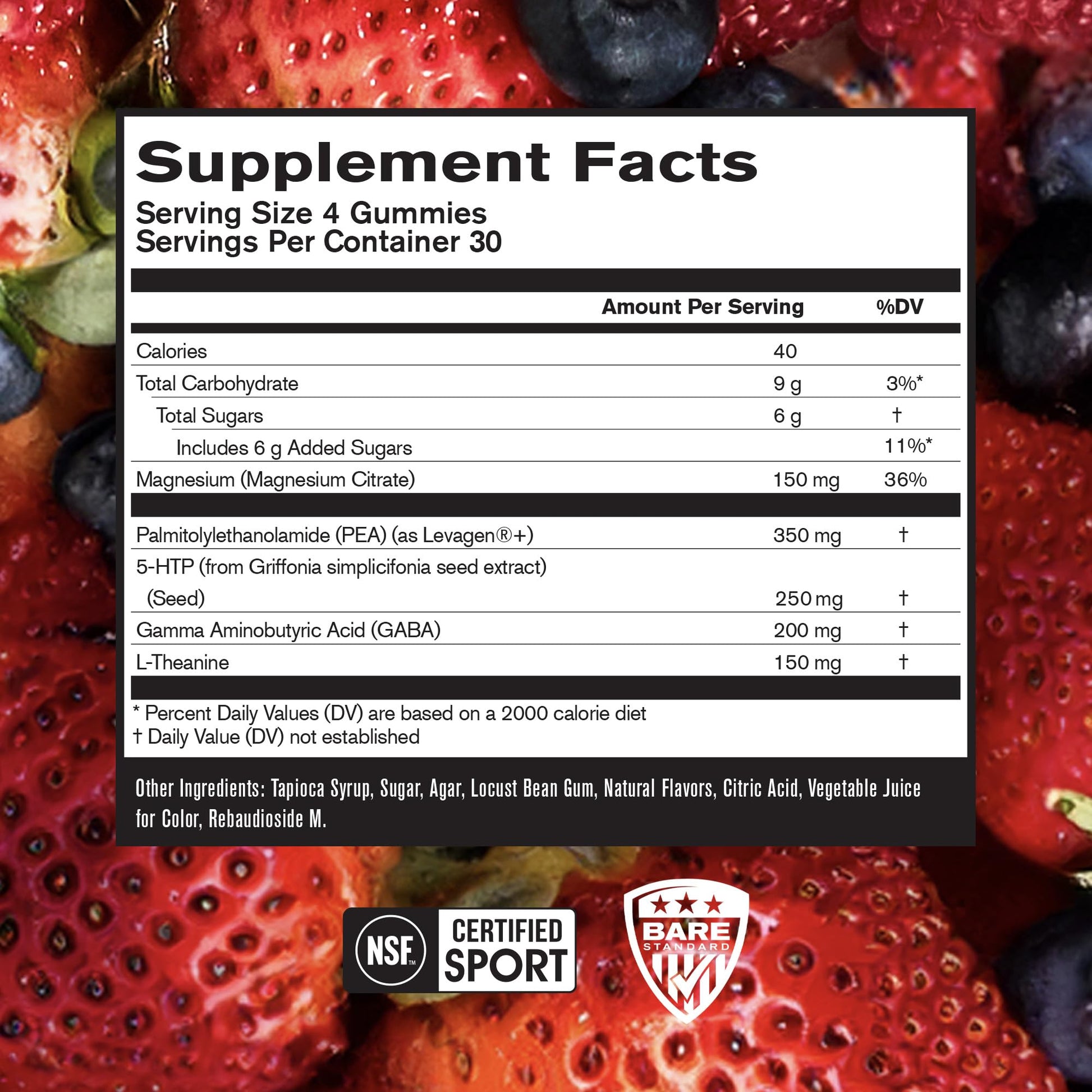 BARE PERFORMANCE NUTRITION, BPN Peak Sleep Gummy, Sleep Aid & Recovery Support Supplement, 30 Servings, Berry - dailyvitalstore