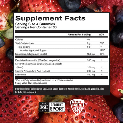 BARE PERFORMANCE NUTRITION, BPN Peak Sleep Gummy, Sleep Aid & Recovery Support Supplement, 30 Servings, Berry - dailyvitalstore