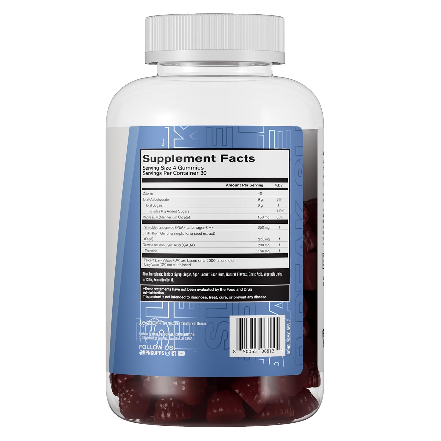 BARE PERFORMANCE NUTRITION, BPN Peak Sleep Gummy, Sleep Aid & Recovery Support Supplement, 30 Servings, Berry - dailyvitalstore