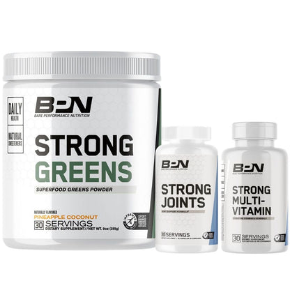 BARE PERFORMANCE NUTRITION BPN Strong Greens Superfood Powder, Strong Joints & Strong Multi-Vitamin Bundle - dailyvitalstore