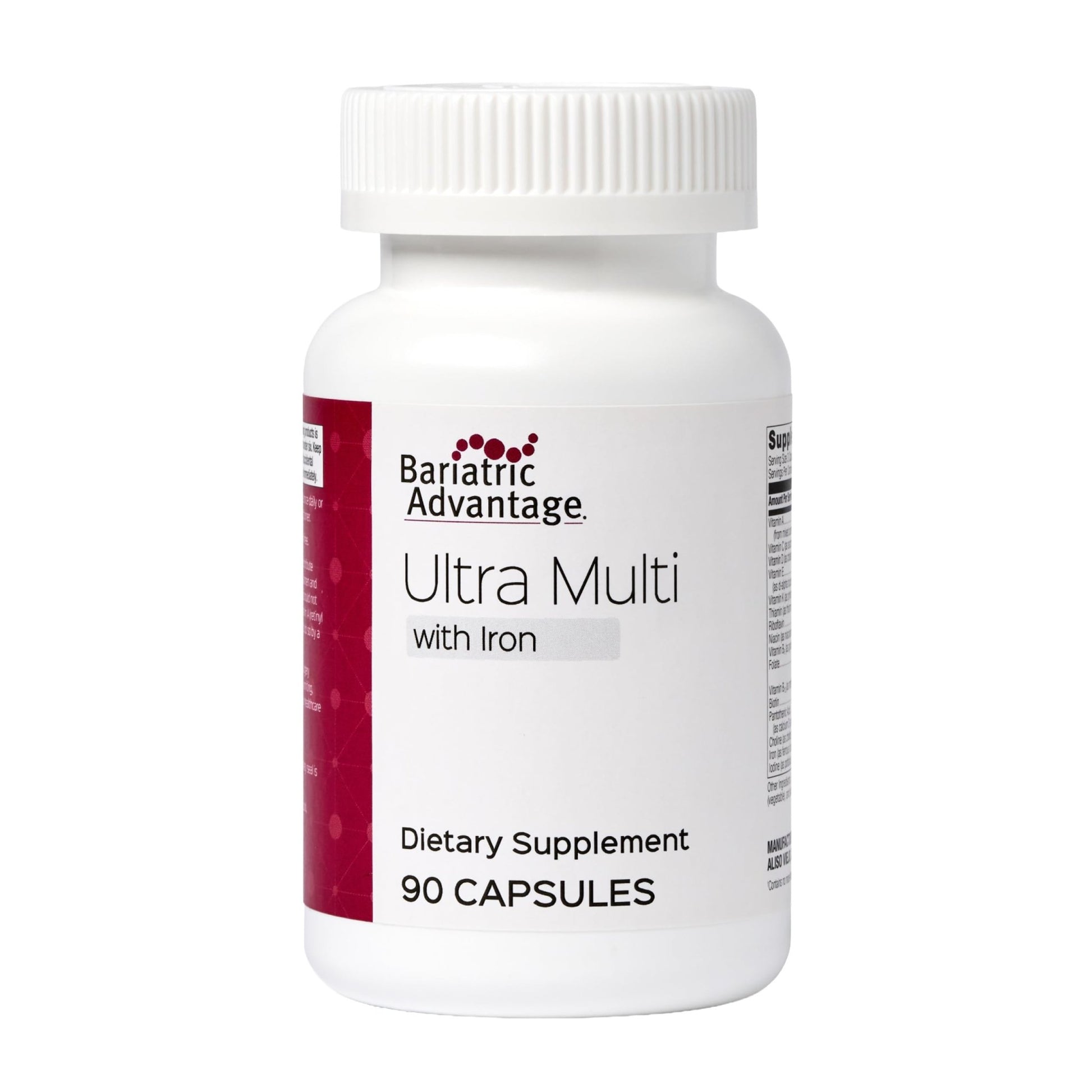 Bariatric Advantage Ultra Multivitamin with Iron - Ultra Multi with Iron - Capsule Format Multivitamin - Provides Full Complex of B Vitamins - dailyvitalstore