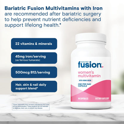 Bariatric Fusion One Per Day Bariatric Multivitamin with Iron for Women | with Hair and Nails Vitamin Blend | Gastric Bypass - dailyvitalstore