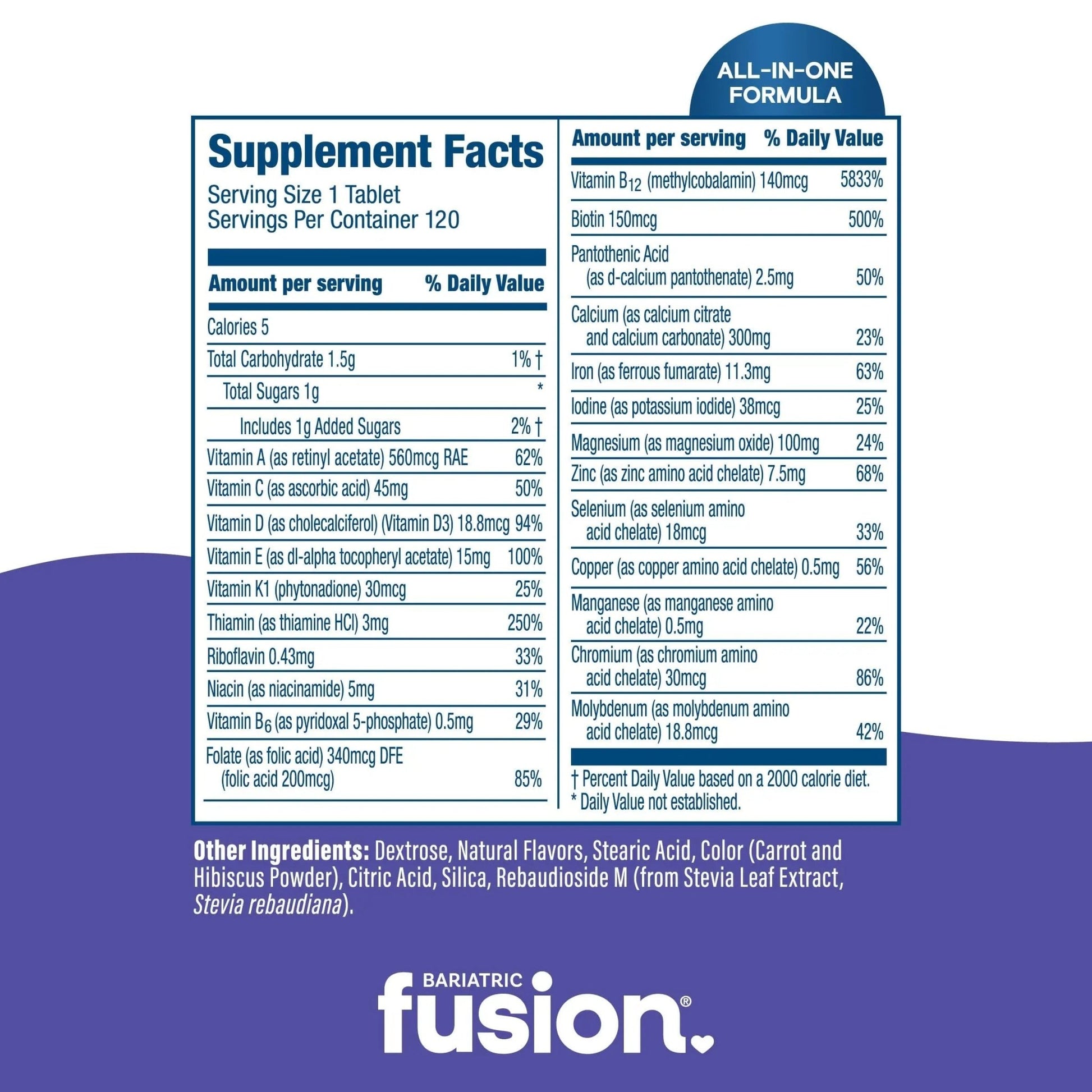 Bariatric Fusion Very Berry Complete Chewable Bariatric Multivitamin with Iron and Vitamin K for Bariatric Surgery Patients Including - dailyvitalstore