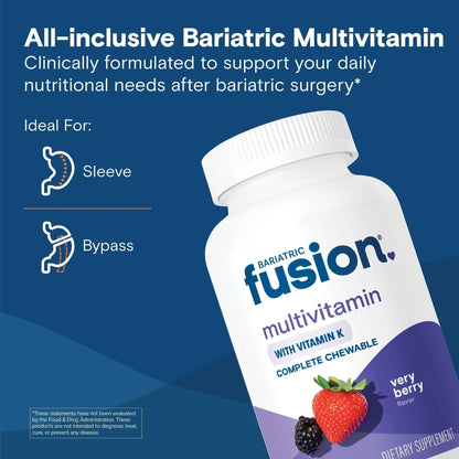 Bariatric Fusion Very Berry Complete Chewable Bariatric Multivitamin with Iron and Vitamin K for Bariatric Surgery Patients Including - dailyvitalstore