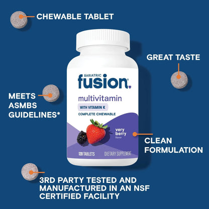 Bariatric Fusion Very Berry Complete Chewable Bariatric Multivitamin with Iron and Vitamin K for Bariatric Surgery Patients Including - dailyvitalstore