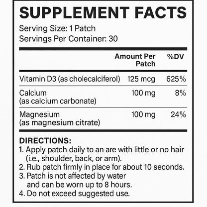 Bariatric Guru VitaBoost Supplement Patch — Vitamin D3, K2, Magnesium & Calcium Citrate Transdermal Topical Patch for Bone, Muscle & Immune Support — 30 Patches - dailyvitalstore