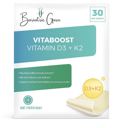 Bariatric Guru VitaBoost Supplement Patch — Vitamin D3, K2, Magnesium & Calcium Citrate Transdermal Topical Patch for Bone, Muscle & Immune Support — 30 Patches - dailyvitalstore