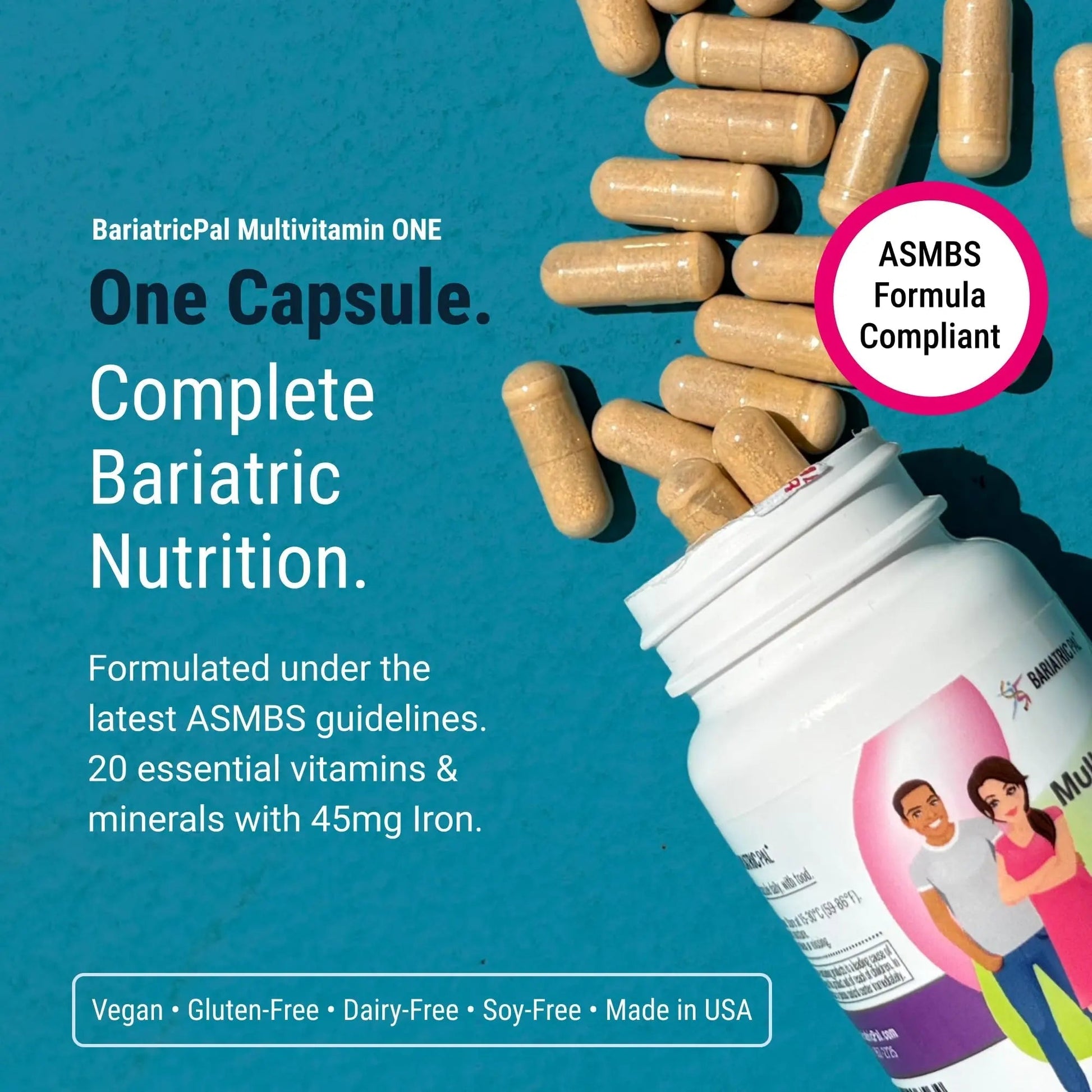 BariatricPal Multivitamin ONE 1 per Day! Bariatric Multivitamin Capsule Iron Free | Easy to Swallow Capsule | - dailyvitalstore