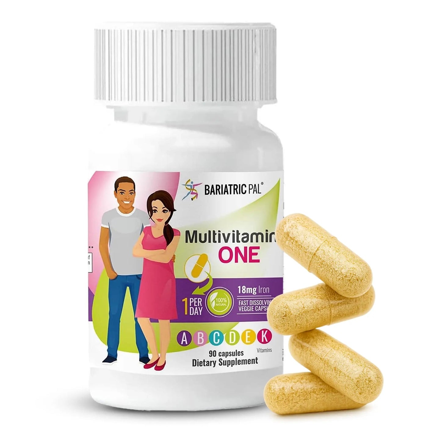 BariatricPal Multivitamin ONE 1 per Day! Bariatric Multivitamin Capsule with 18 mg of Iron | Easy to Swallow Capsule | - dailyvitalstore