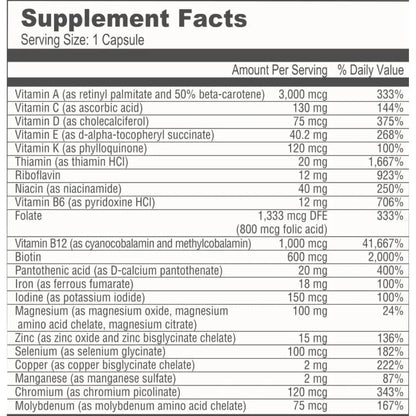 BariatricPal Multivitamin ONE 1 per Day! Bariatric Multivitamin Capsule with 18 mg of Iron | Easy to Swallow Capsule | - dailyvitalstore
