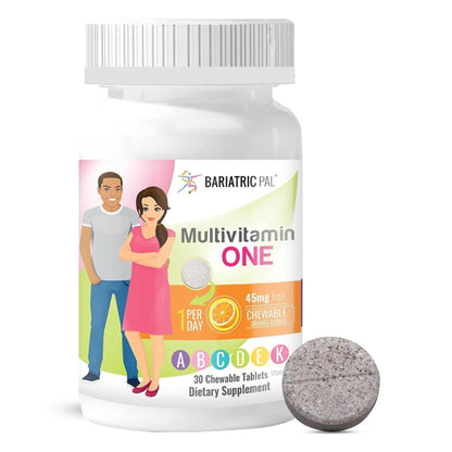 BariatricPal Multivitamin ONE 1 per Day! Bariatric Multivitamin Chewable with 45 mg of Iron | Orange Citrus | Vitamin for Bariatric Surgery Patients - dailyvitalstore