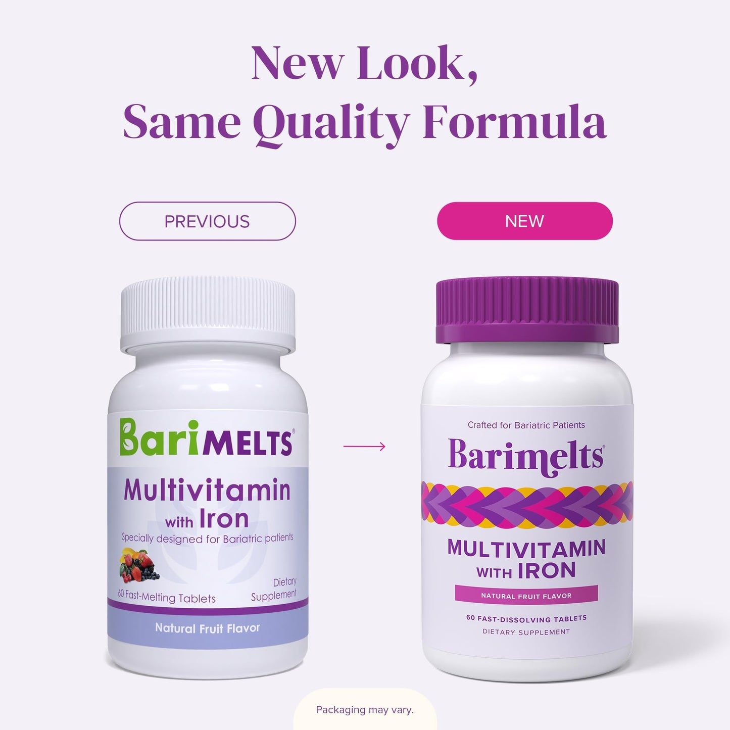 BariMelts Bariatric Multivitamin with Iron, 60 Fast-Dissolving Tablets (1-Month Supply), Sugar-Free Bariatric Vitamins for Women, Natural Fruit Flavor - dailyvitalstore