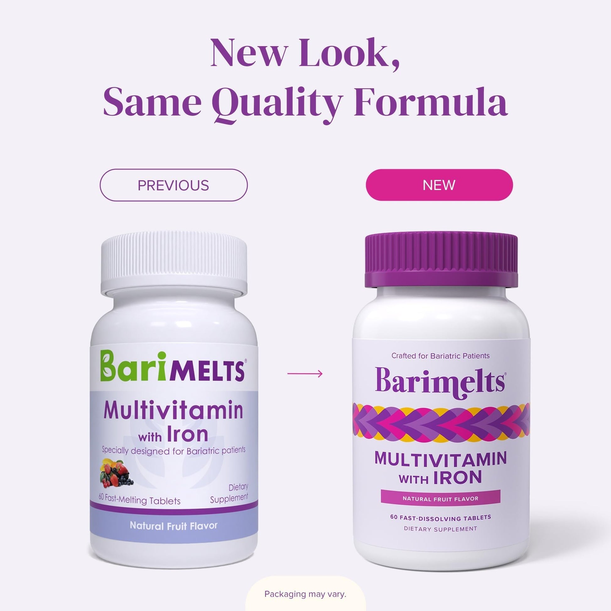 BariMelts Bariatric Multivitamin with Iron, 60 Fast-Dissolving Tablets (1-Month Supply), Sugar-Free Bariatric Vitamins for Women, Natural Fruit Flavor - dailyvitalstore