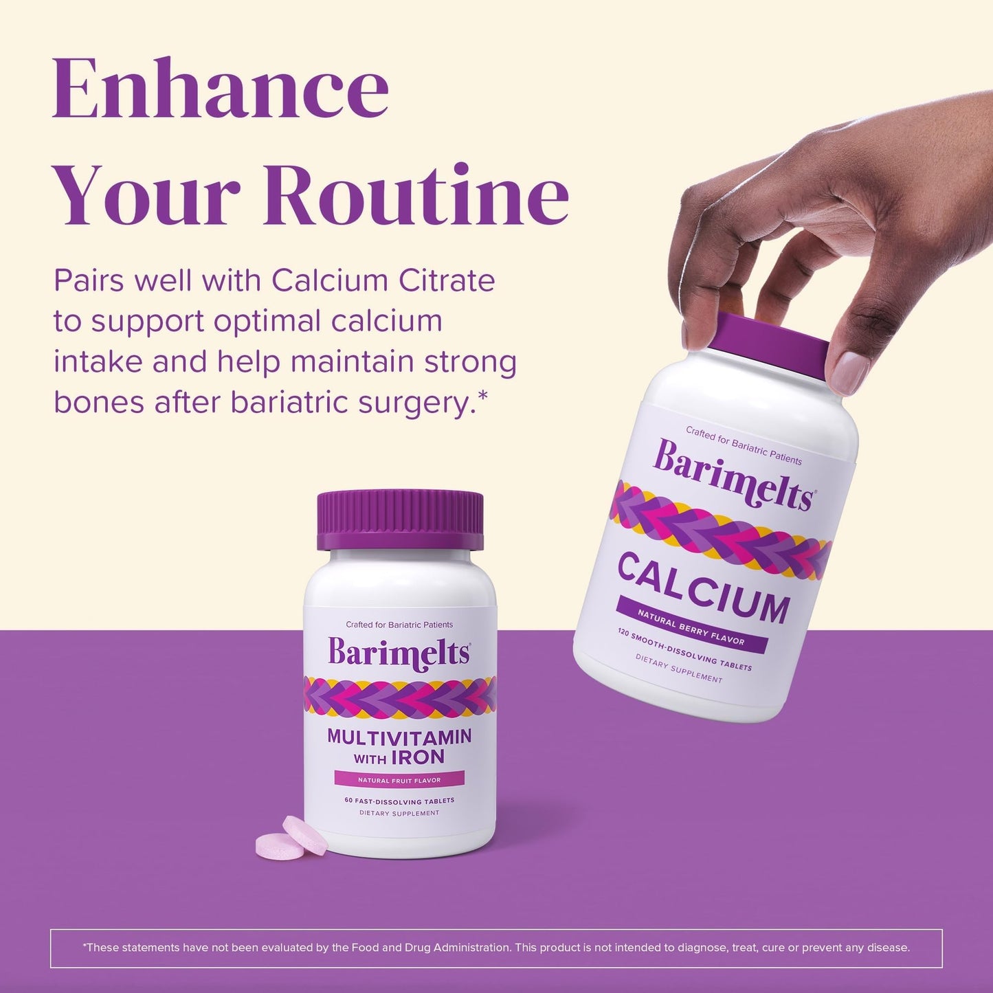 BariMelts Bariatric Multivitamin with Iron, 60 Fast-Dissolving Tablets (1-Month Supply), Sugar-Free Bariatric Vitamins for Women, Natural Fruit Flavor - dailyvitalstore
