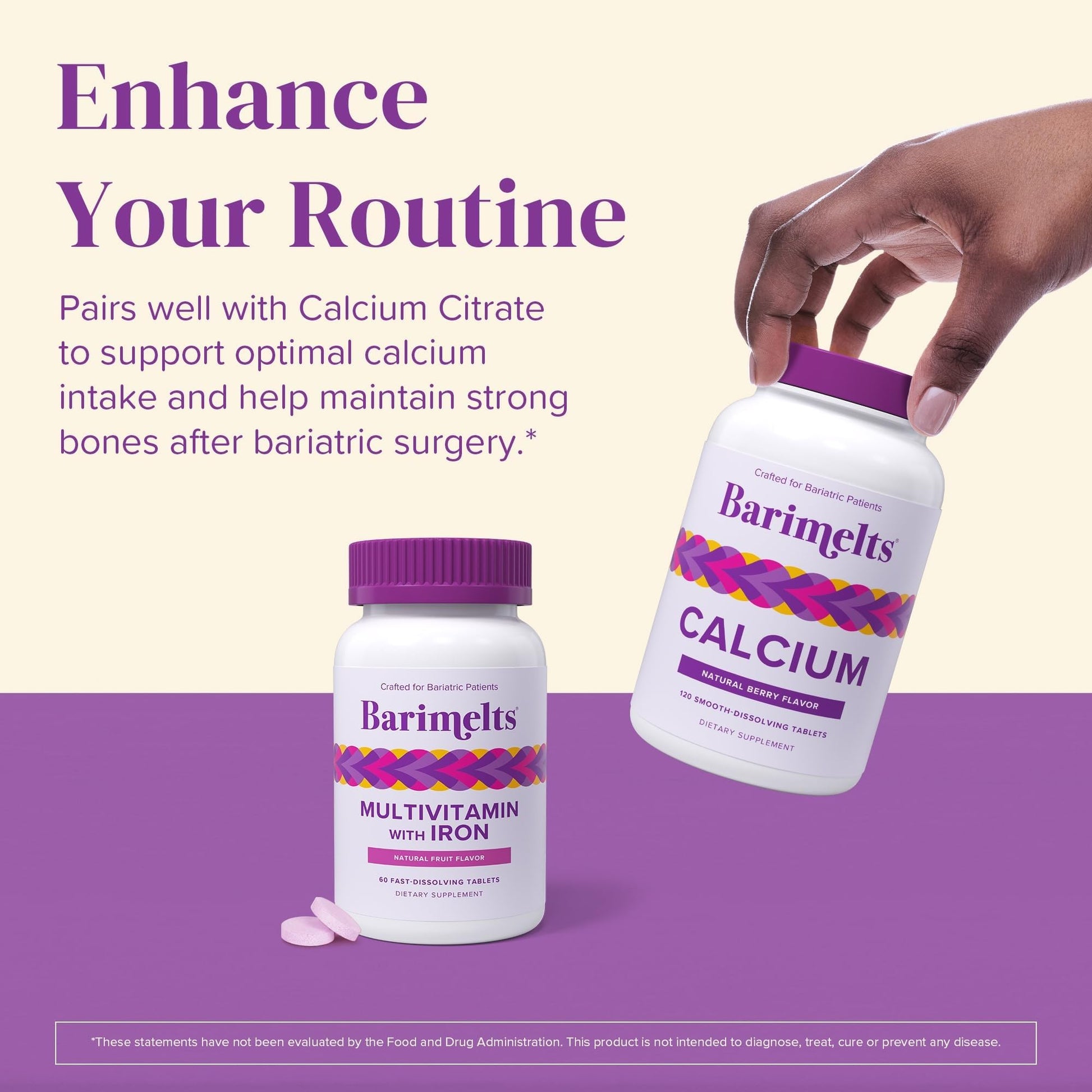BariMelts Bariatric Multivitamin with Iron, 60 Fast-Dissolving Tablets (1-Month Supply), Sugar-Free Bariatric Vitamins for Women, Natural Fruit Flavor - dailyvitalstore